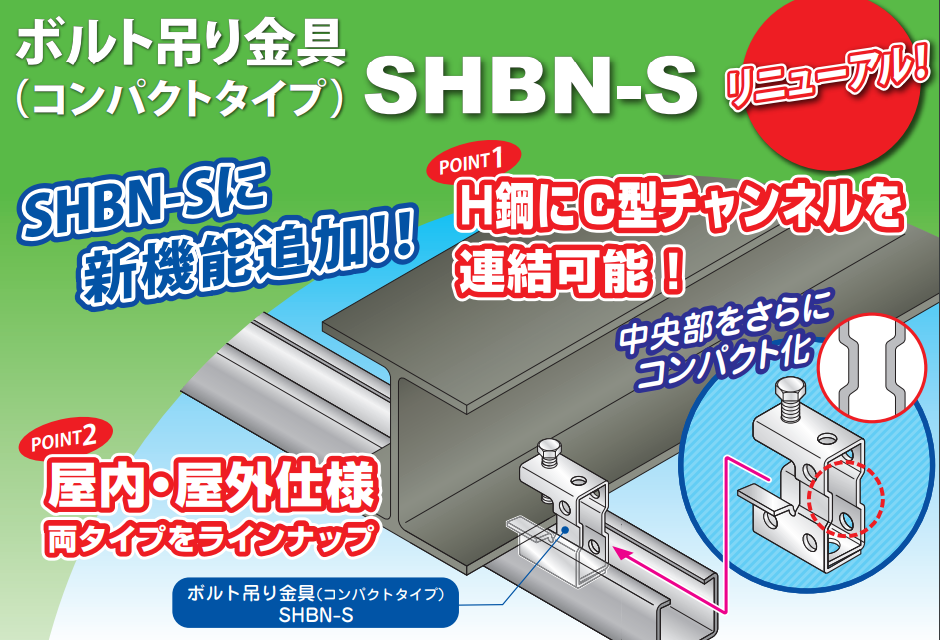 【SHBN-S】ボルト吊り金具(コンパクトタイプ)-因幡電工