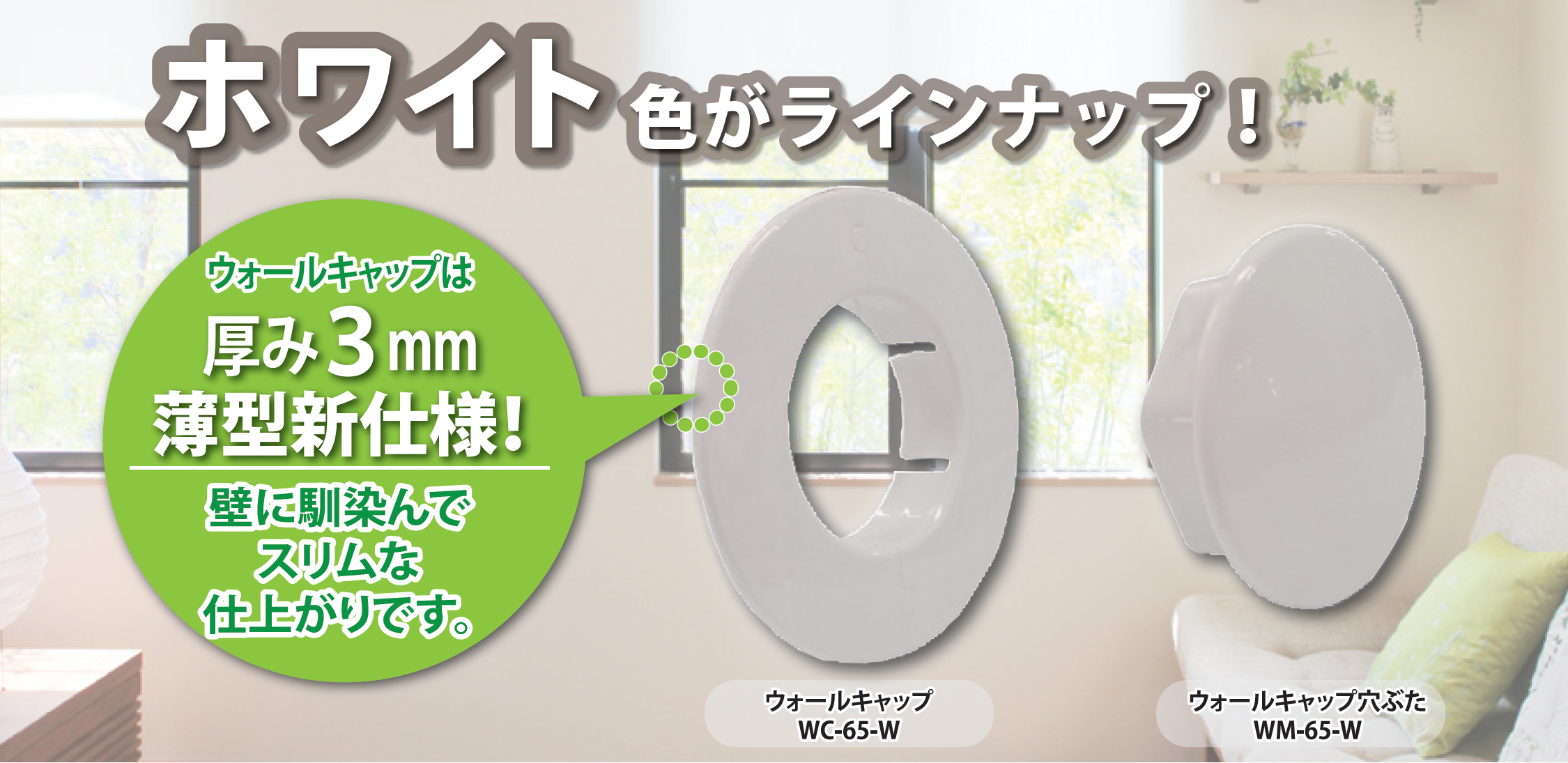 【WC/WM】ウォールキャップ・穴ぶた－因幡電工